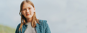 Young girl with blue background