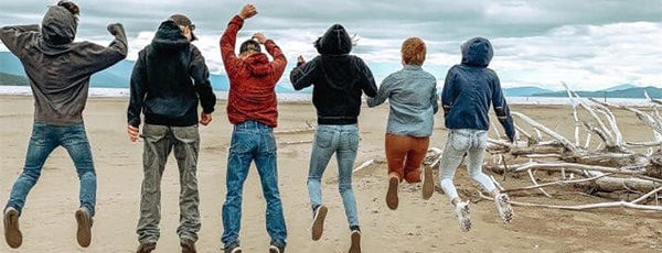 Photo of mid-jump on the beach